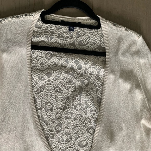 American Eagle Ivory Lace Back Cardigan - Picture 2 of 3